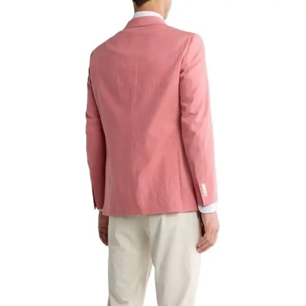 Tommy Hilfiger Mens Modern Fit Linen Sport Coat Blazer 36S Light Red *Defect*